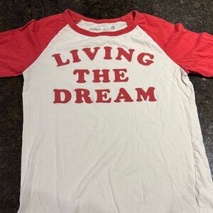Junk Food Clothing White and Red "Living The Dream" Raglan Tee